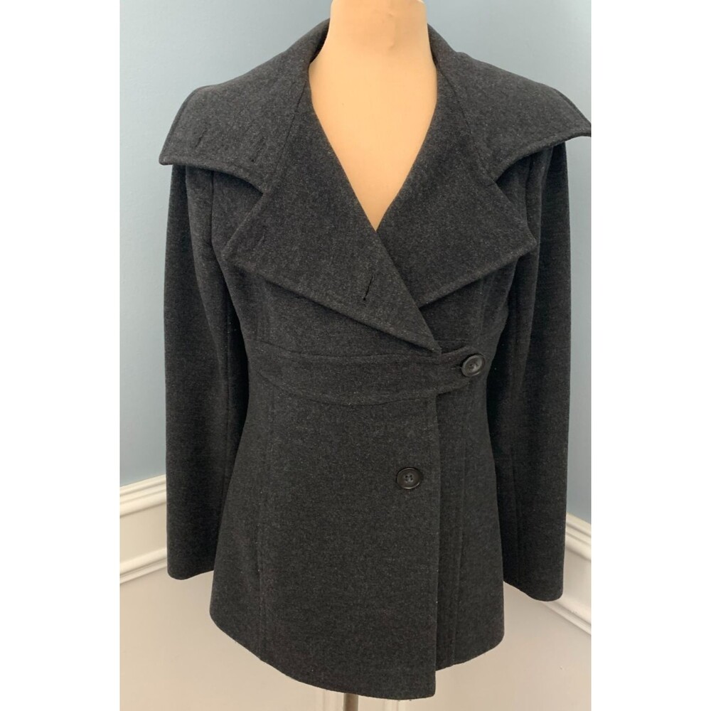 Vintage Donna Karen DKNY Coat Womens 8 Wool Cashmere Shawl Collar Peacoat Jacket